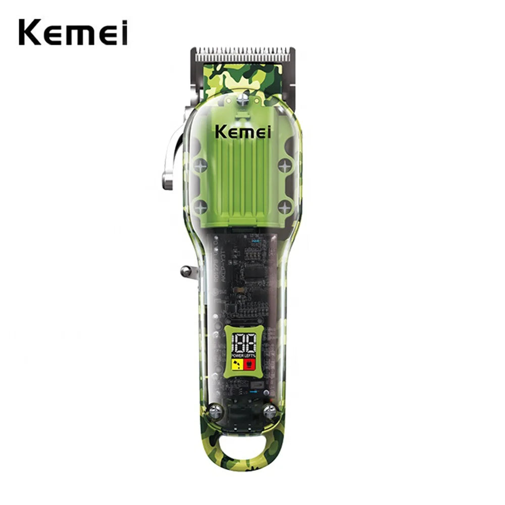 Kemei 1926 Cordless Green Transparent Hair Trimmer