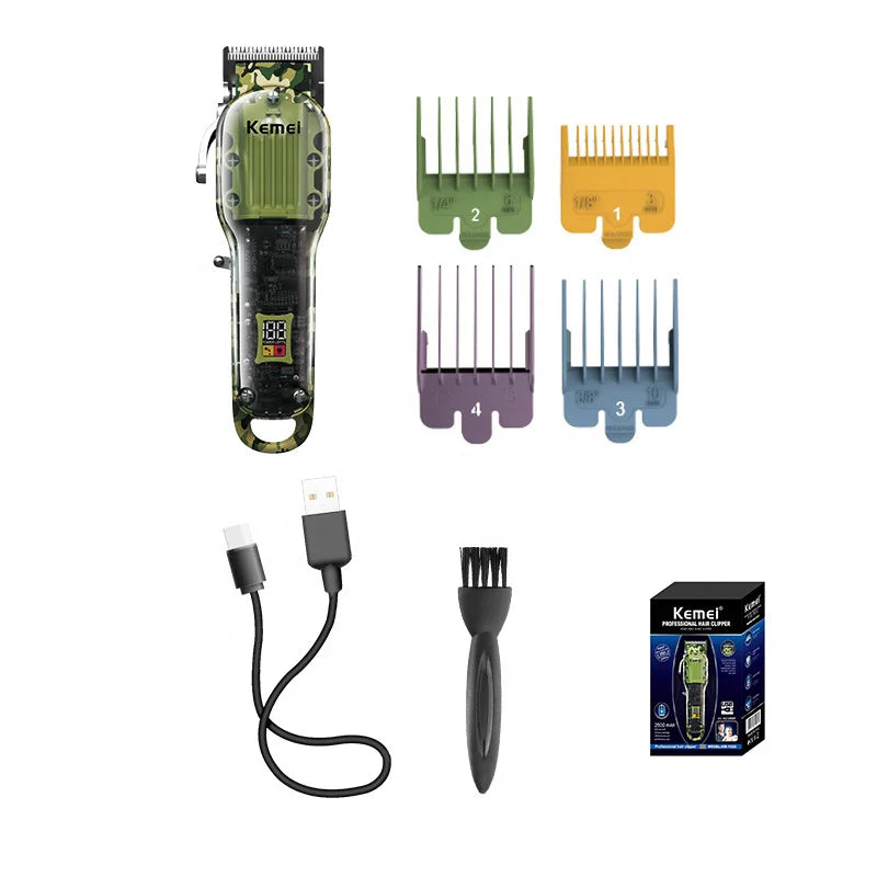 Kemei 1926 Cordless Green Transparent Hair Trimmer