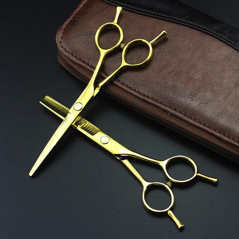 professional Japan 440c 5.5 '' Two-tailed cut hair scissors haircut thinning barber hair cutting shears hairdresser scissors set