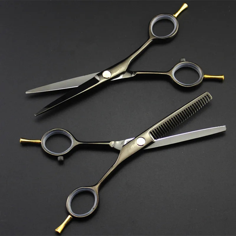 professional Japan 440c 5.5 '' Two-tailed cut hair scissors haircut thinning barber hair cutting shears hairdresser scissors set