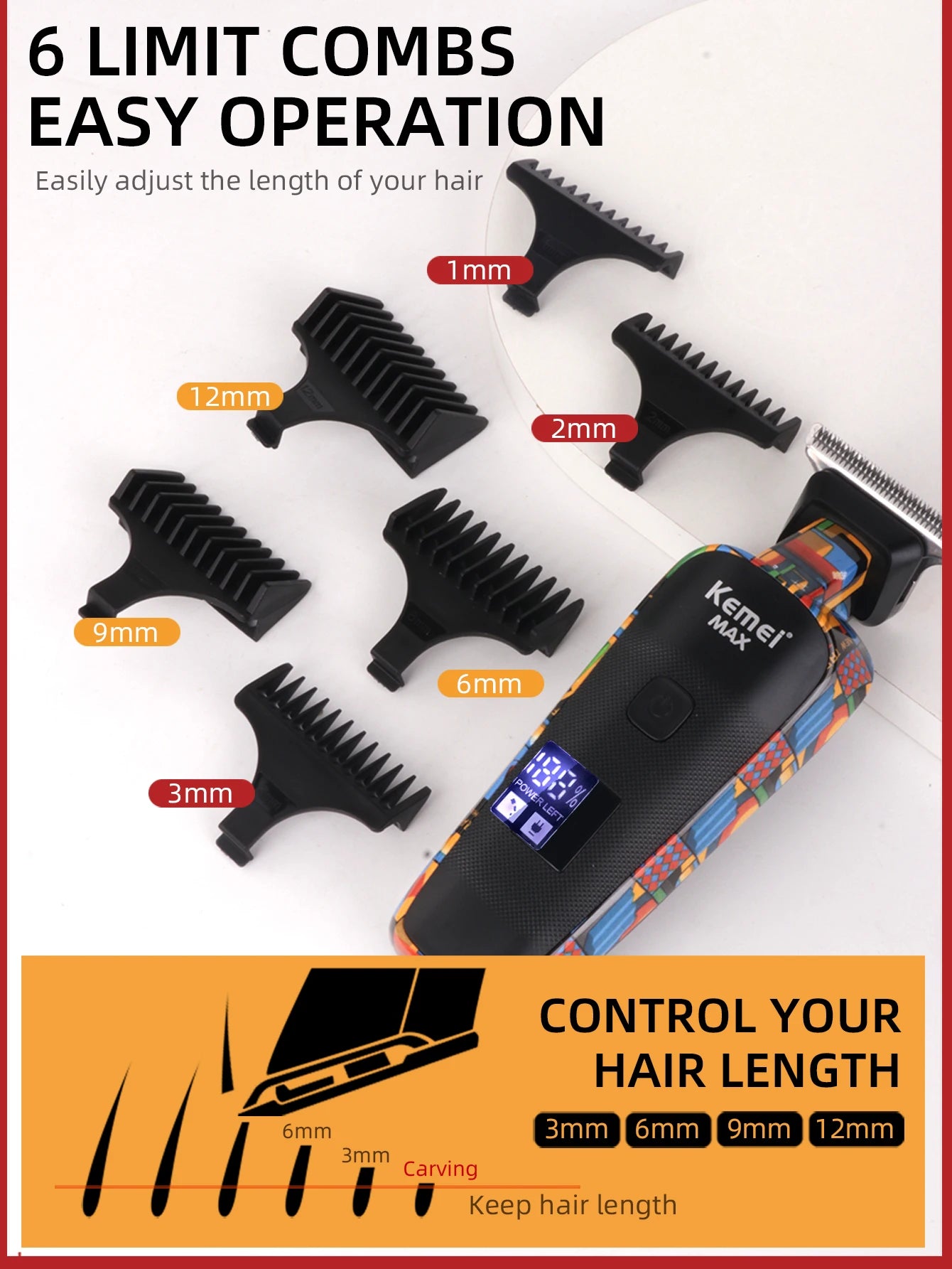 Kemei MAX5090 Graffiti Professional Hair Trimmer